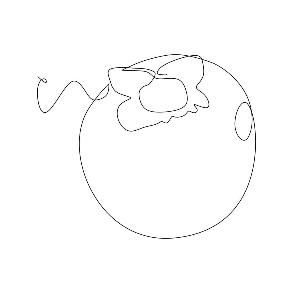 Continuous one single line drawing of pomegranate fruit icon vector illustration concept