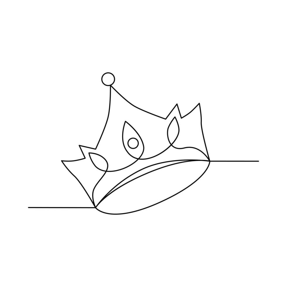 Continuous one-line crown drawing art vector illustration and the crown symbol of king and majesty