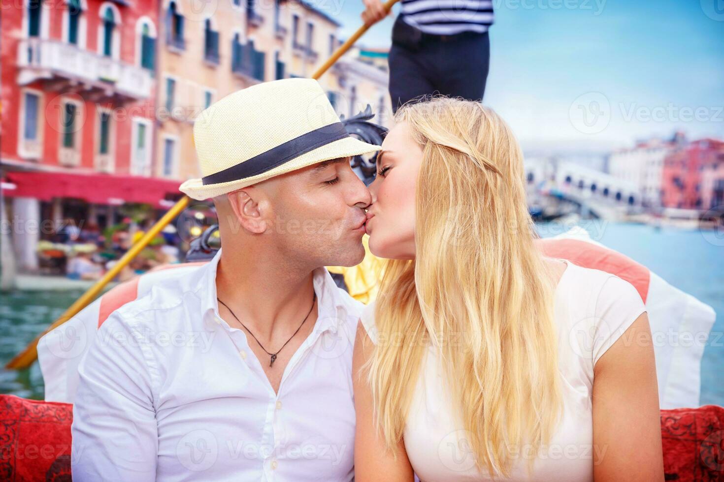 Happy couple in honeymoon photo