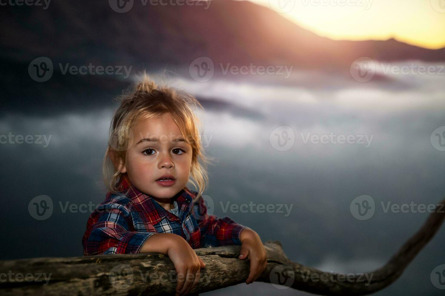 Happy child outdoors photo