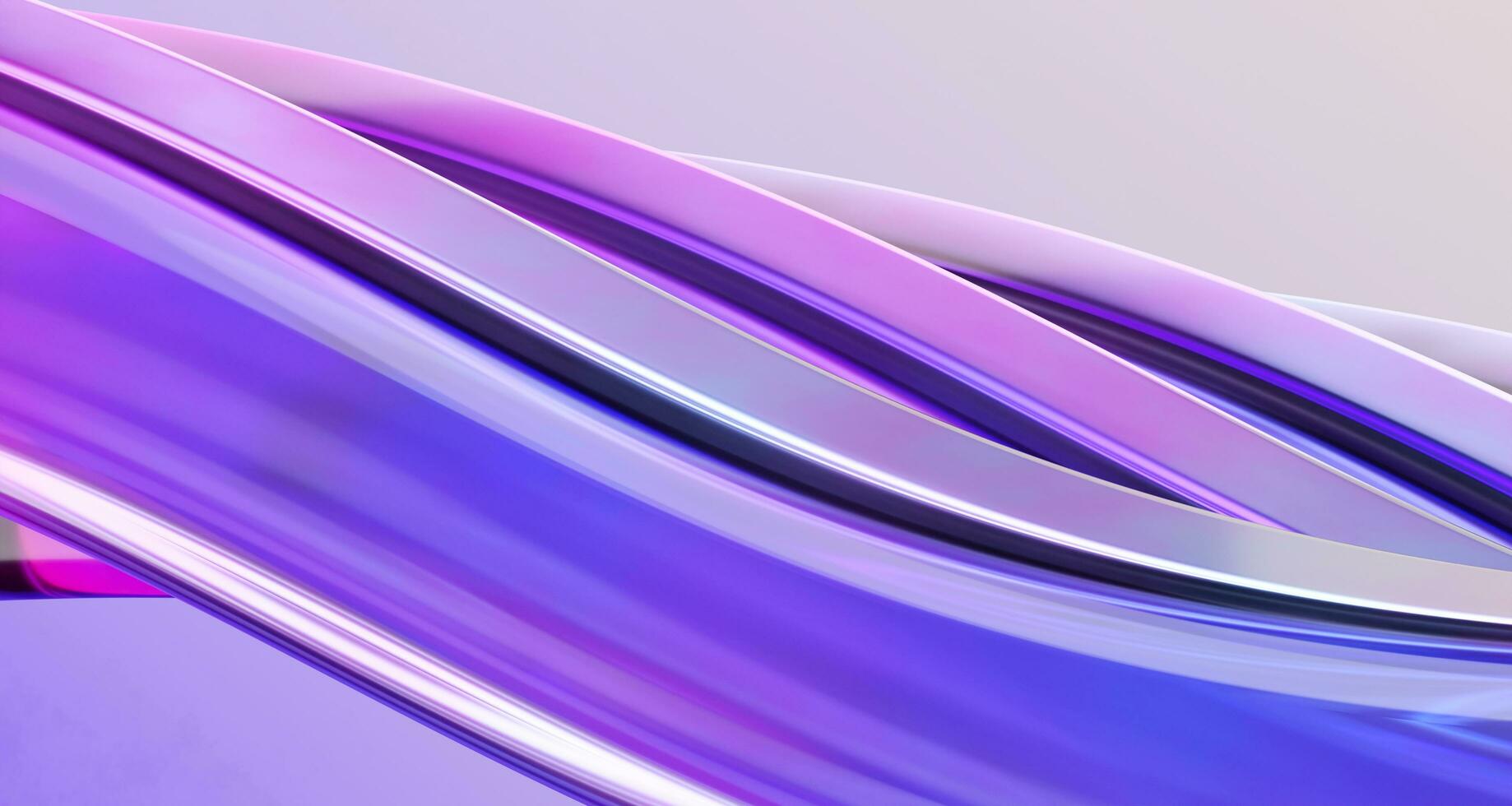 Abstract iridescent glass shape, 3d render iridescent luxury background design. photo