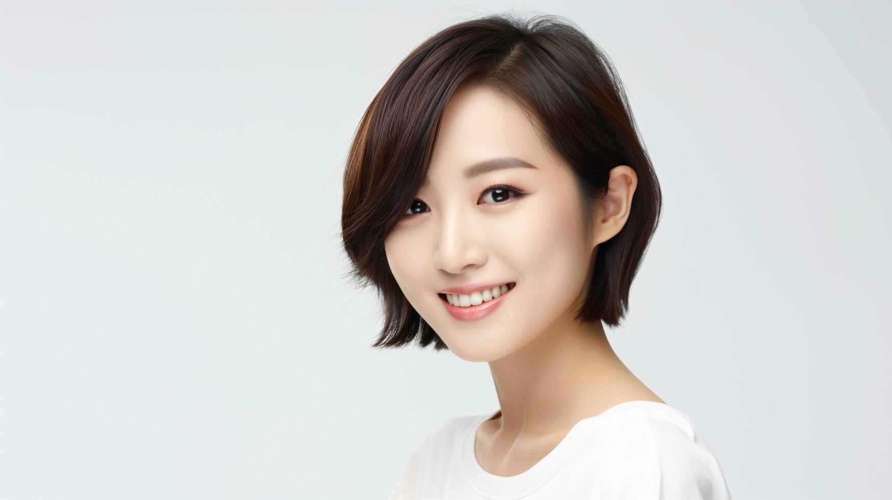 AI generated Portrait asian woman Perfect clean fresh skin isolated on white background. photo