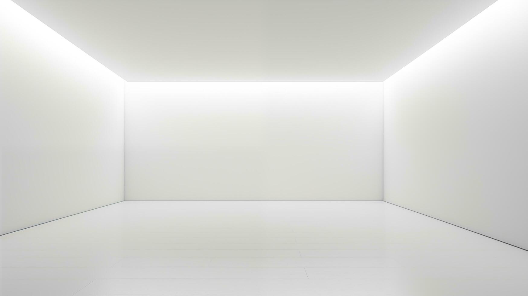 AI generated Minimalist room design with a white wall and an empty modern decor. photo