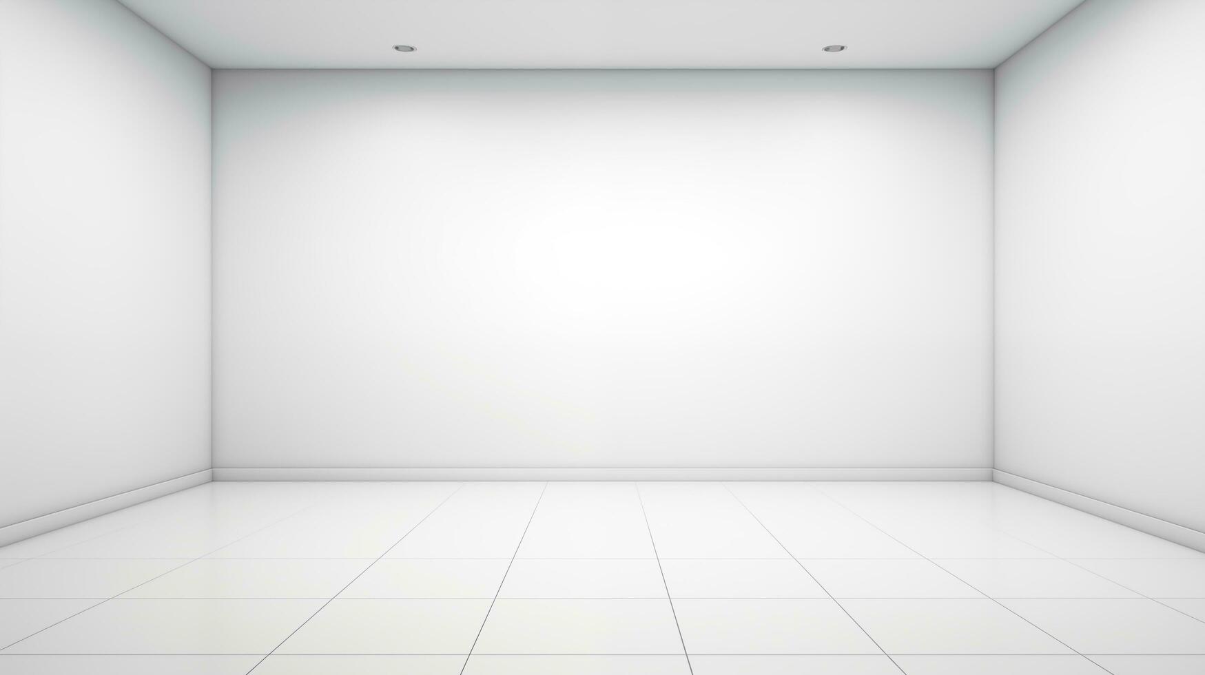 AI generated Minimalist room design with a white wall and an empty modern decor. photo