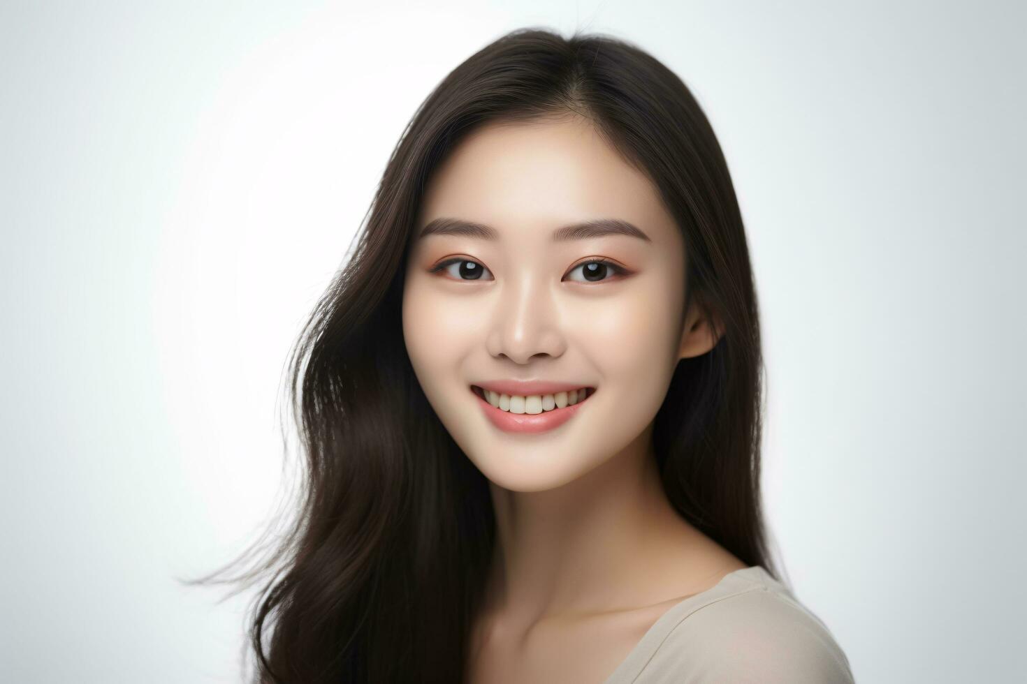 AI generated Portrait asian woman Perfect clean fresh skin isolated on white background. photo