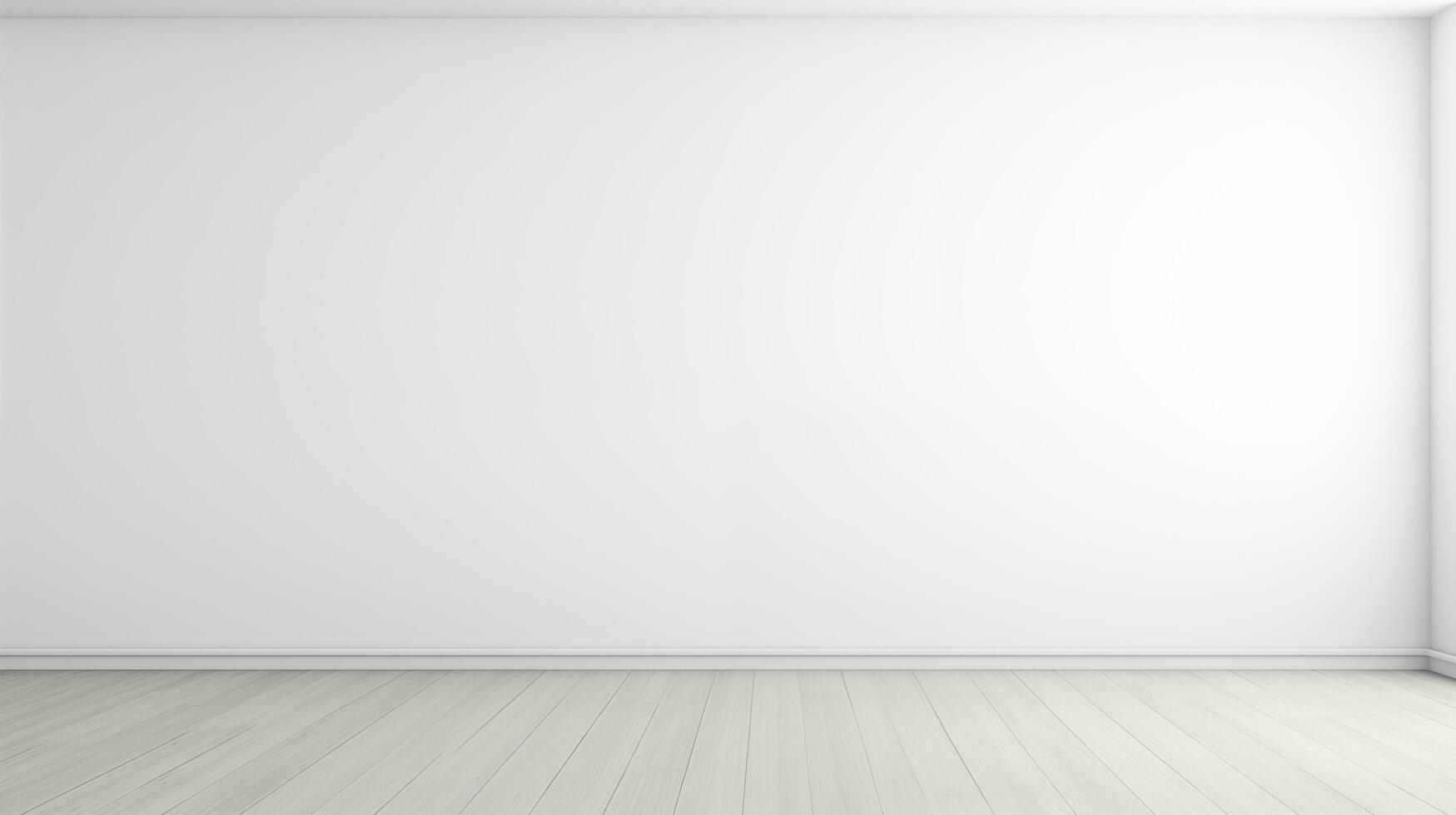AI generated Minimalist room design with a white wall and an empty modern decor. photo
