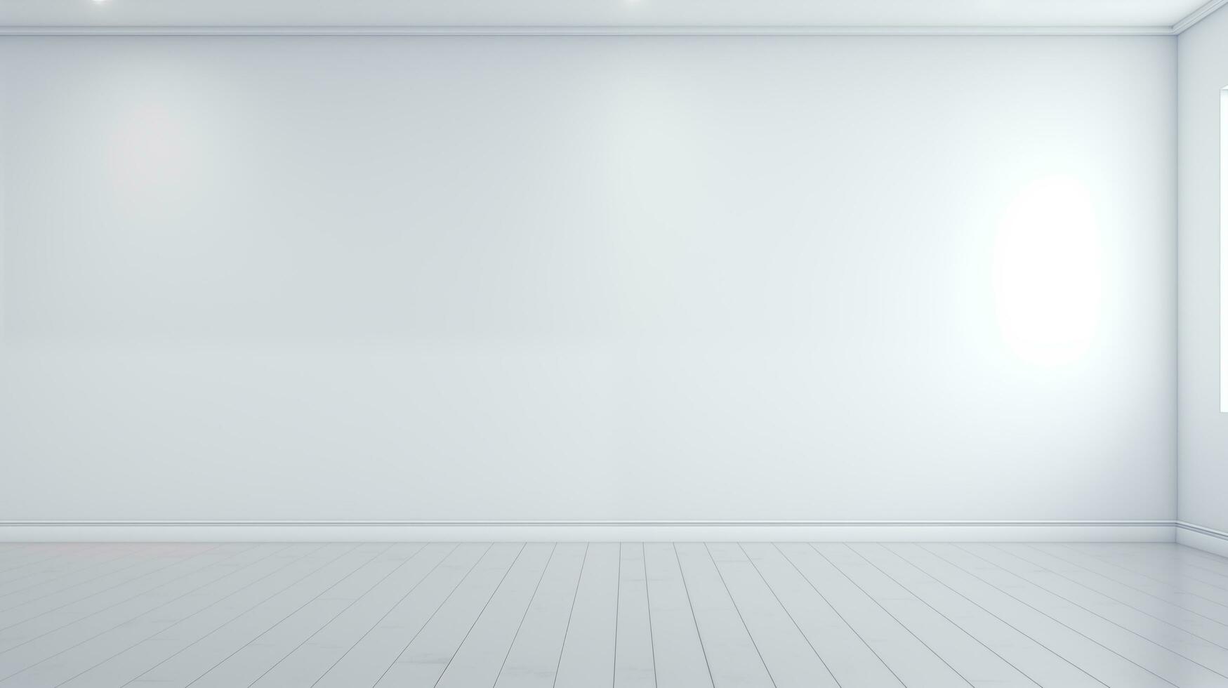 AI generated Minimalist room design with a white wall and an empty modern decor. photo