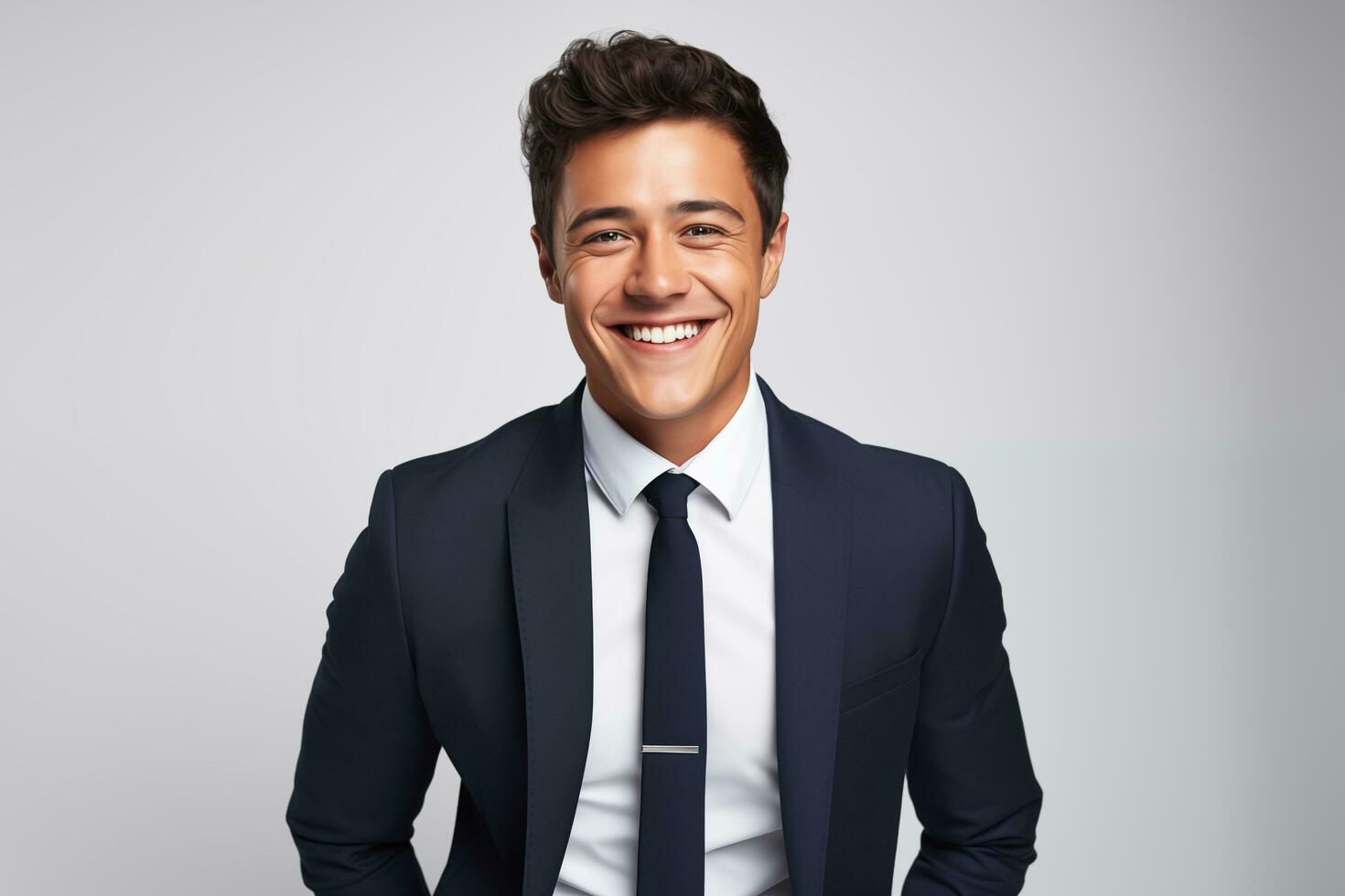 AI generated Portrait of smiling businessman wearing suit isolated. photo