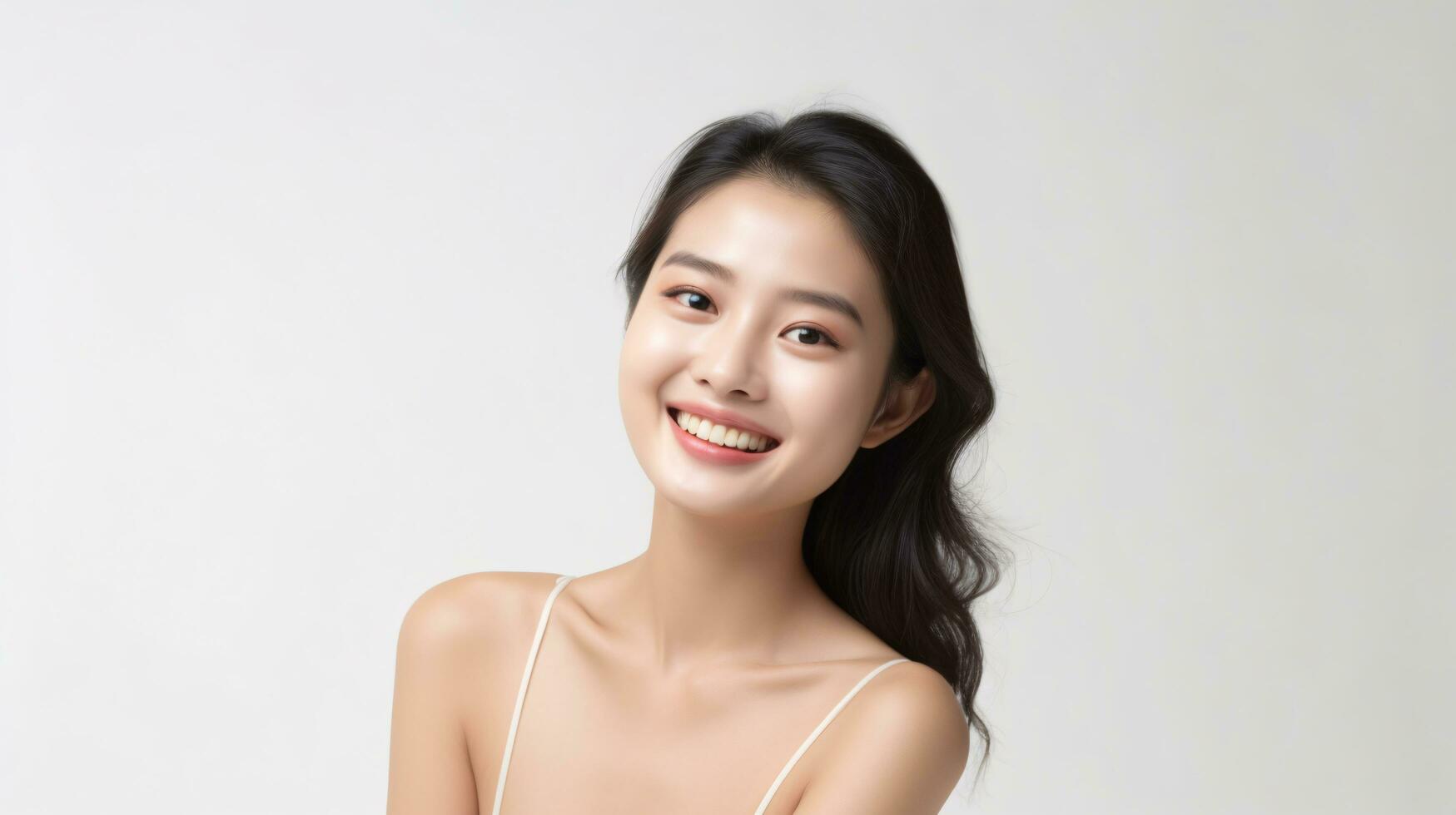 AI generated Portrait asian woman Perfect clean fresh skin isolated on white background. photo