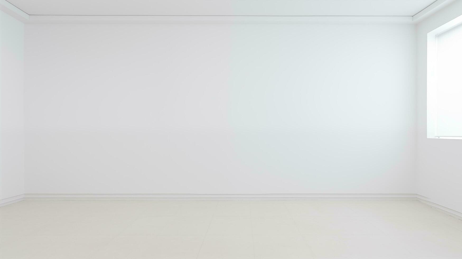 AI generated Minimalist room design with a white wall and an empty modern decor. photo