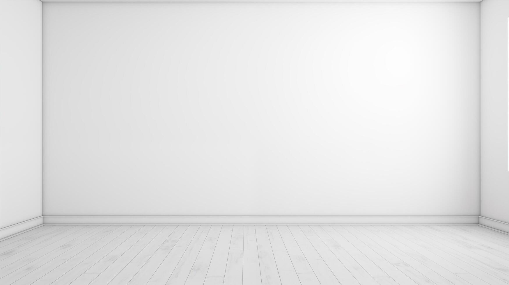 AI generated Minimalist room design with a white wall and an empty modern decor. photo