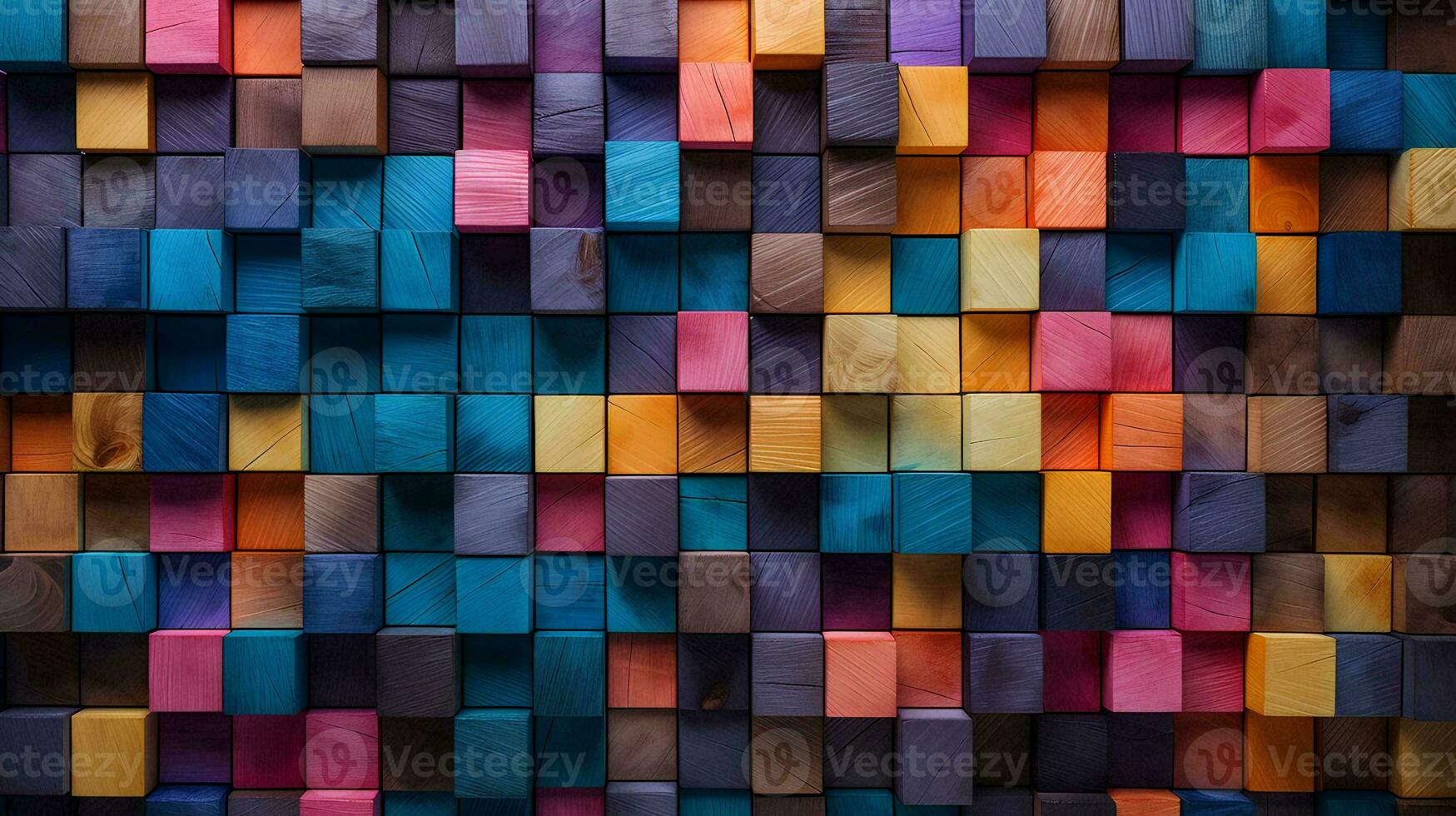 AI generated colorful wooden block pieces, beautiful wood fiber photo