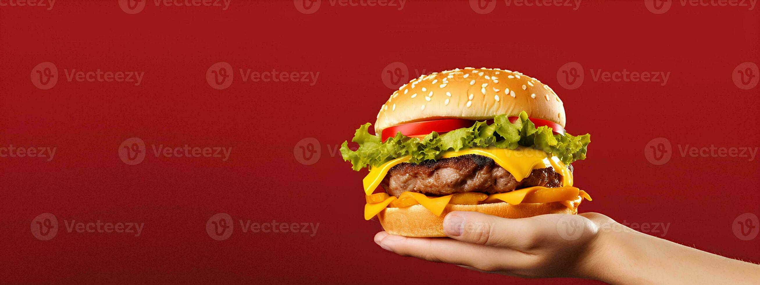 AI generated Christmas Day menu of burgers and fries on isolated background, festive Christmas and New Year theme, for posters and banners, banner mockup photo