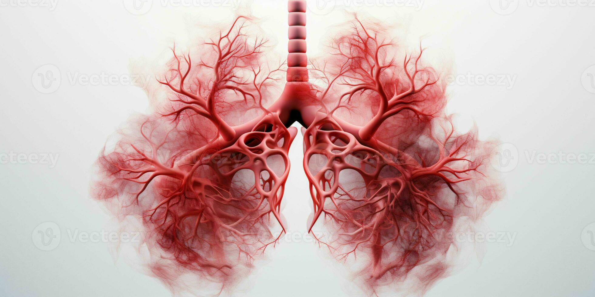 AI generated Human Lung Illustration with Tree Branch and Root Concept. Generative AI photo