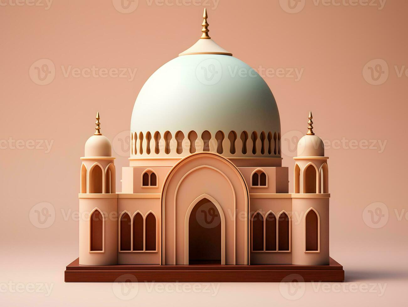 AI generated Minimalist Mosque Miniature. Ramadan Kareem Background. Generative Ai photo