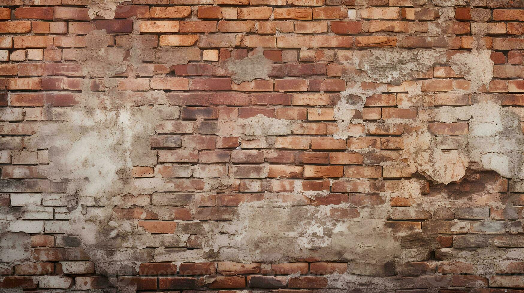 AI generated Background of a brick wall that is fragile and ancient photo