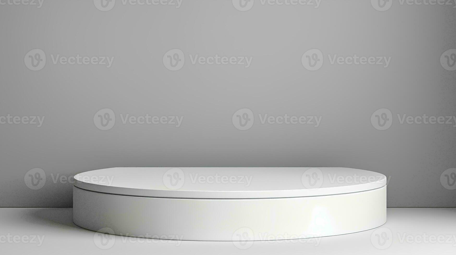 AI generated podium mockup material White Podium Product, Gray Background, 3D Illustration rendering photo