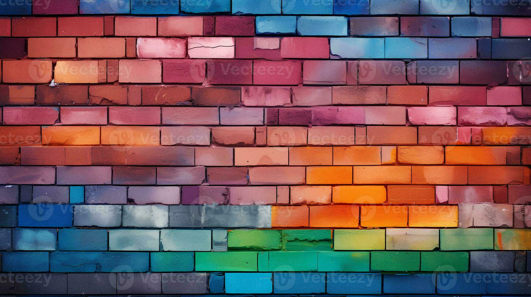 AI generated Colorful brick wall background photo