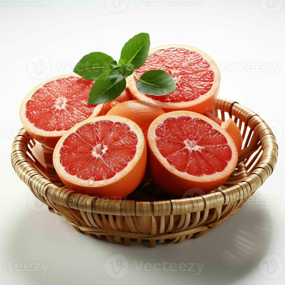 AI generated Sliced Fresh Grapefruits with Water Droplets. Pomelo Fruits. Generative AI photo