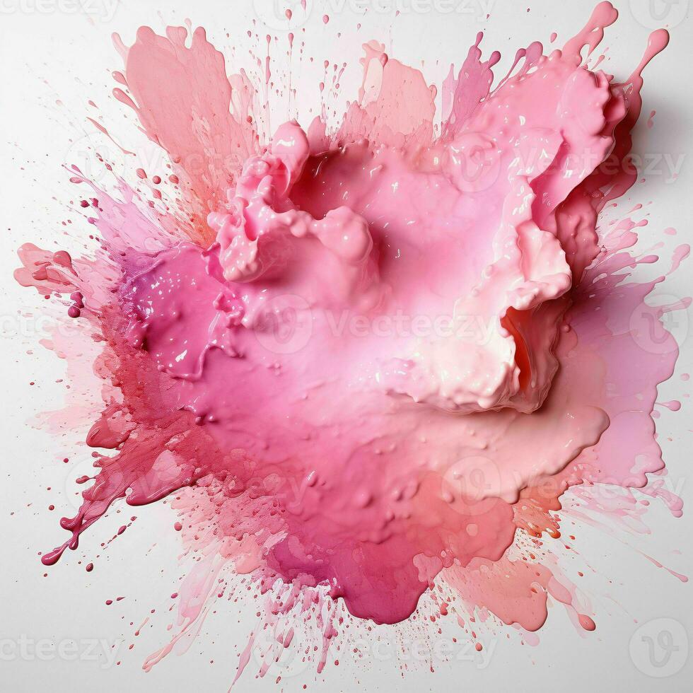 AI generated Pink Paint Splash and Texture on White Background. Paint Stain. Generative AI photo