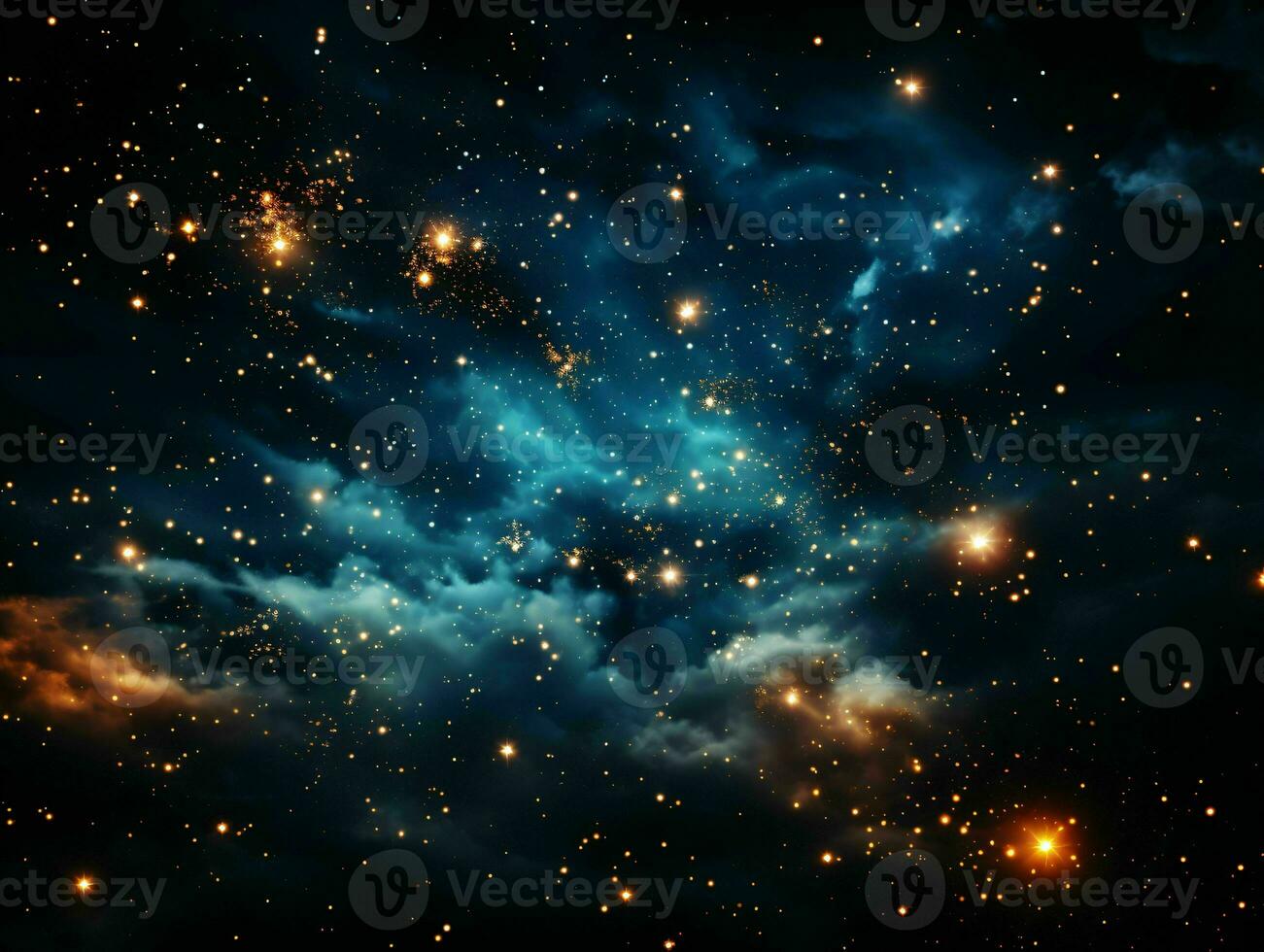 AI generated Starry Blue Night Sky. Universe Filled with Stars. Generative AI photo