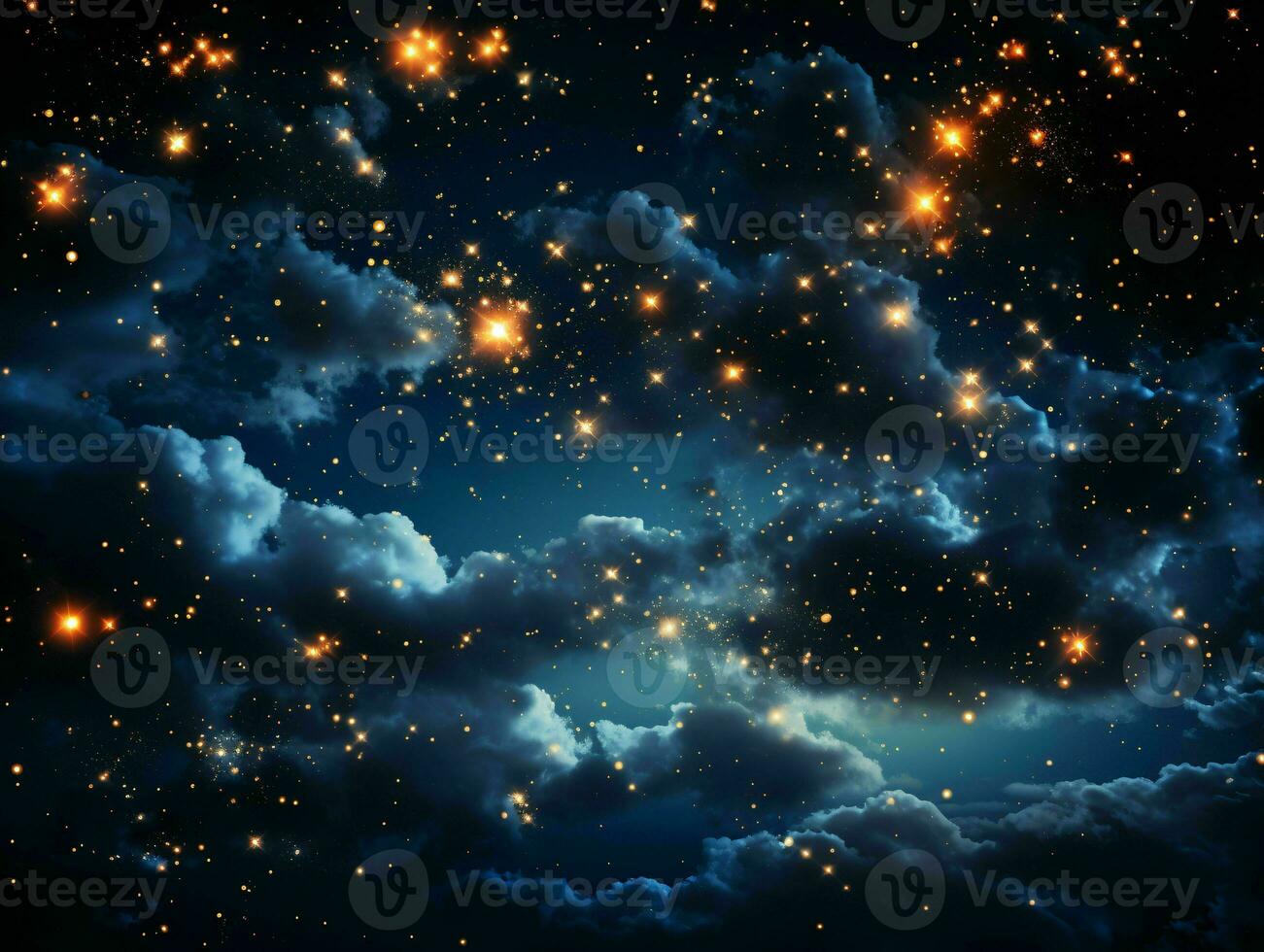 AI generated Starry Blue Night Sky. Universe Filled with Stars. Generative AI photo