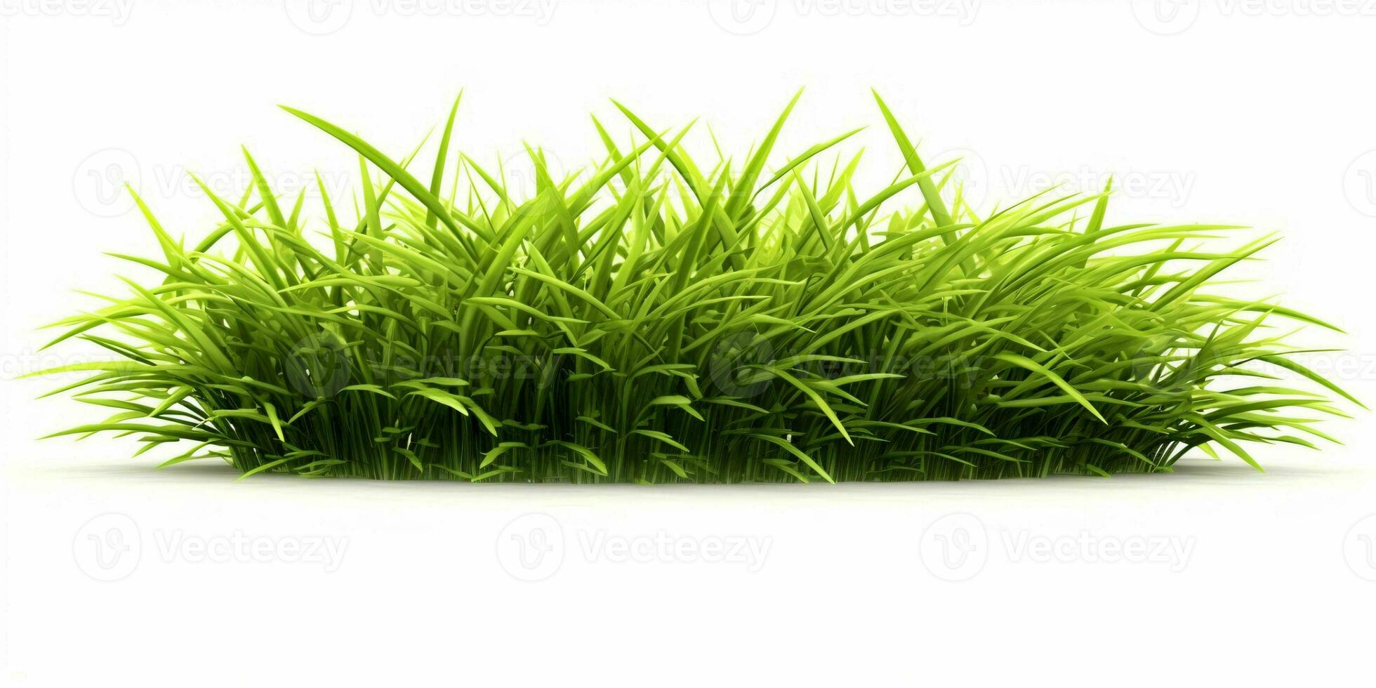 AI generated Fresh Green Grass Isolated on White Background. Generative AI photo