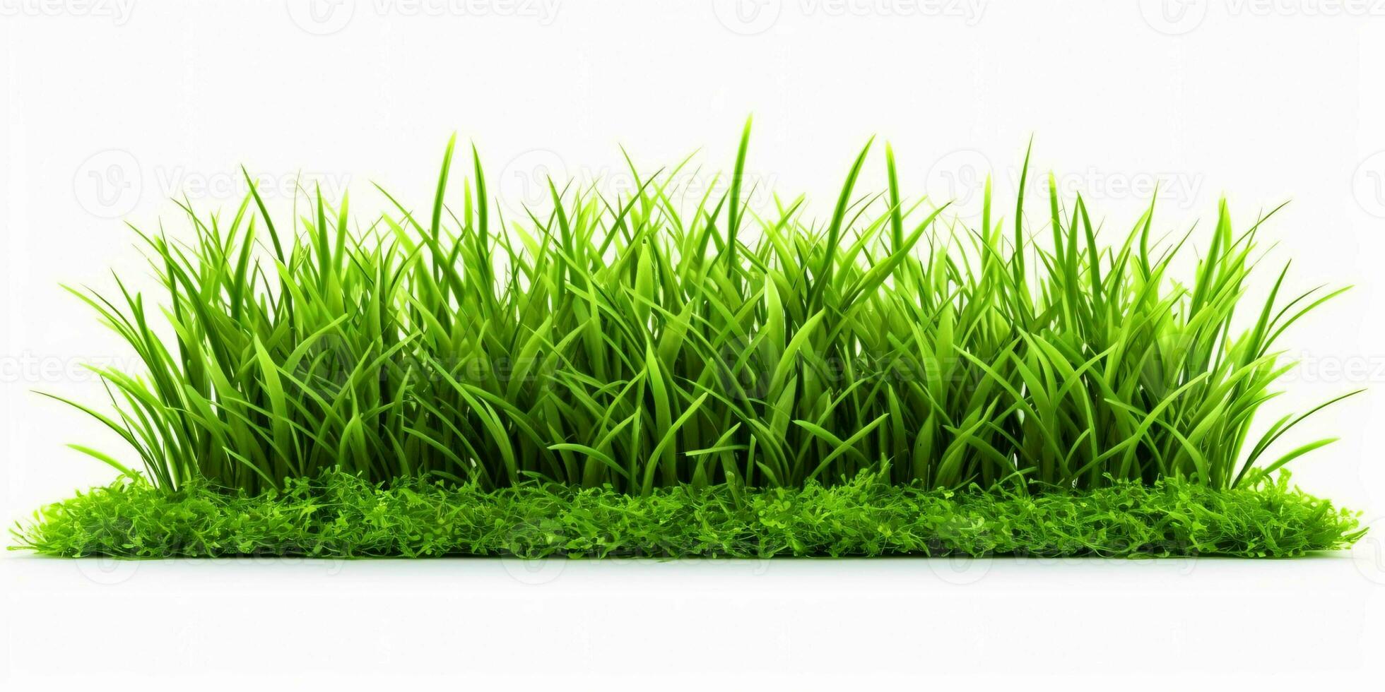 AI generated Fresh Green Grass Isolated on White Background. Generative AI photo