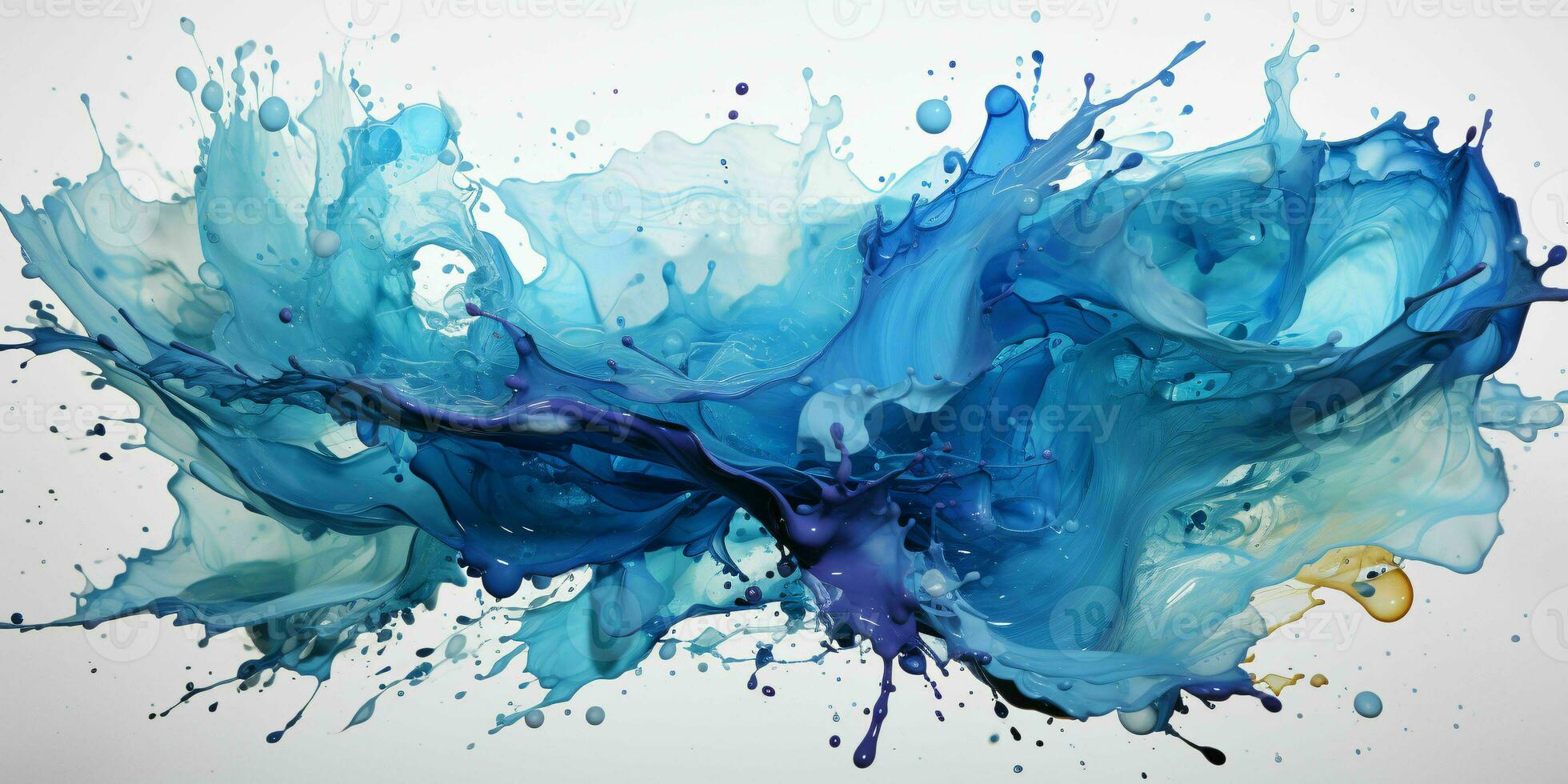 AI generated Blue Paint Splash on White Background. Paint Stain. Generative AI photo