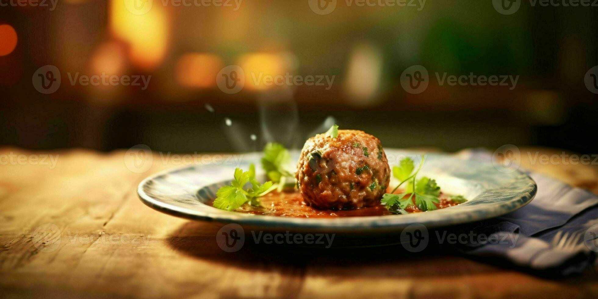 AI generated Delicious Meatballs with Sauce Served on a Plate. Generative AI photo