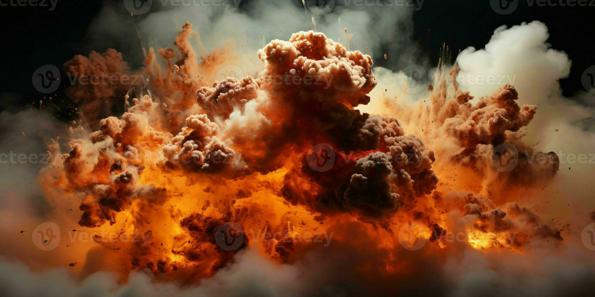 AI generated Explosion Effect. Fire Blast Landscape. Generative AI photo