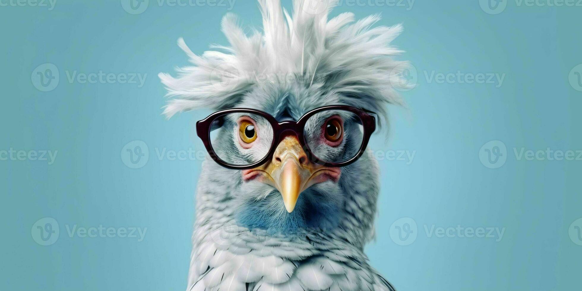 ai generado linda y gracioso pollo vistiendo lentes y casual atuendo. generativo ai foto