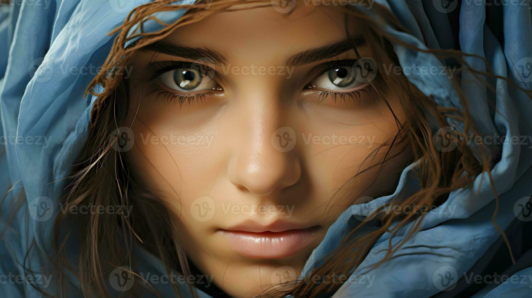AI generated Close-up photo of a beautiful Arabic woman in hijab with Stunning Eyes. Generative Ai