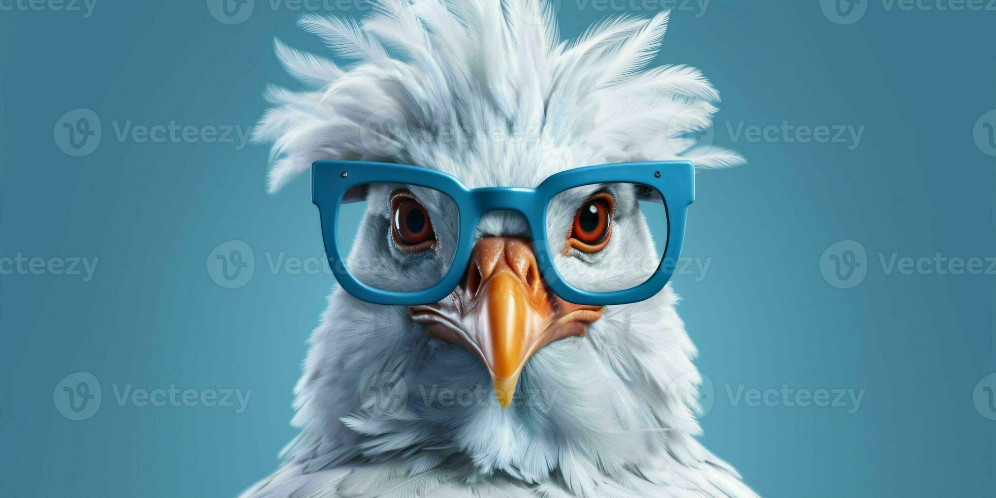 ai generado linda y gracioso pollo vistiendo lentes y casual atuendo. generativo ai foto