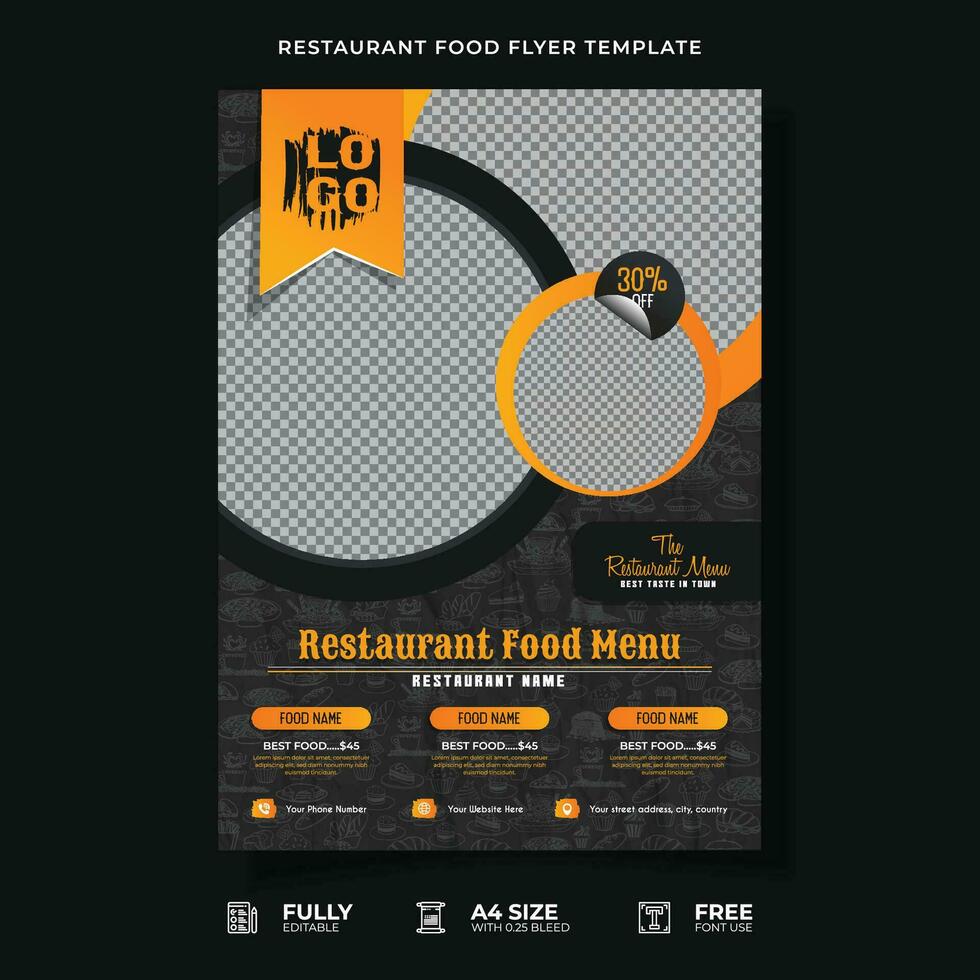 Professional Restaurant Food Flyer Template. vector