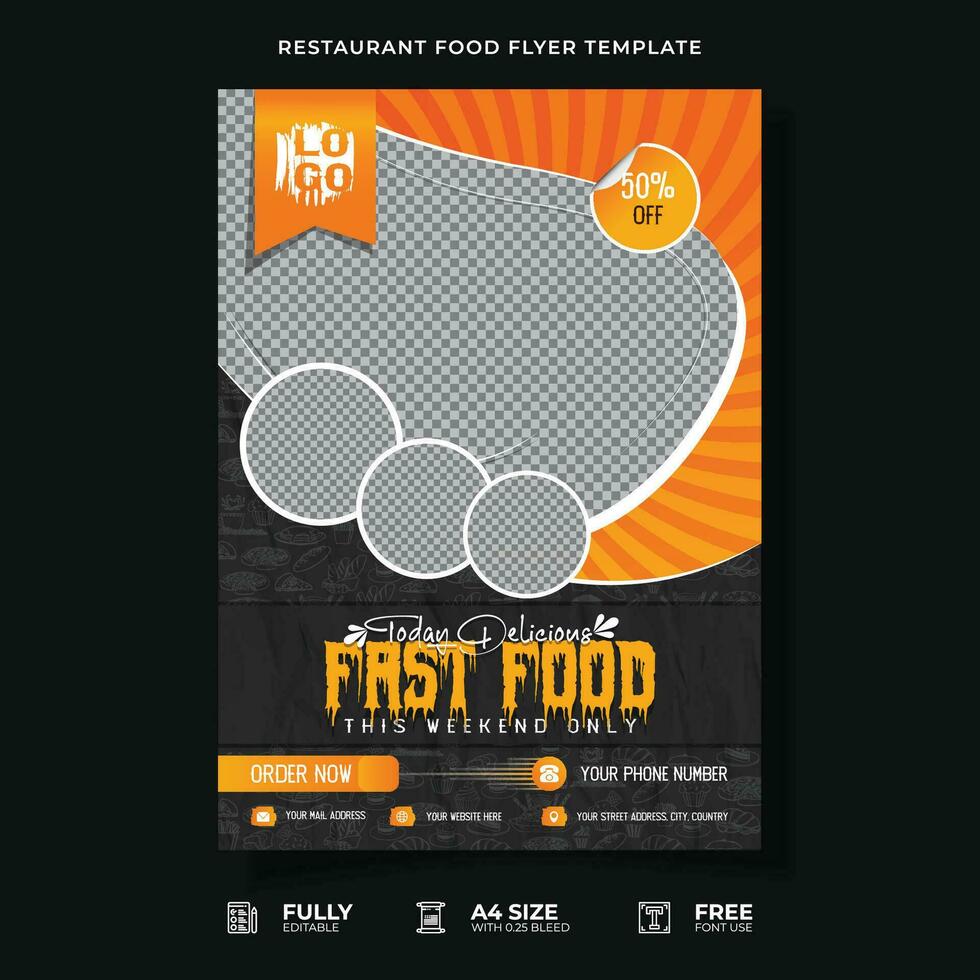 Professional Restaurant Food Flyer Template. vector