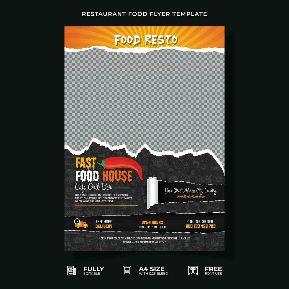 Professional Restaurant Food Flyer Template. vector