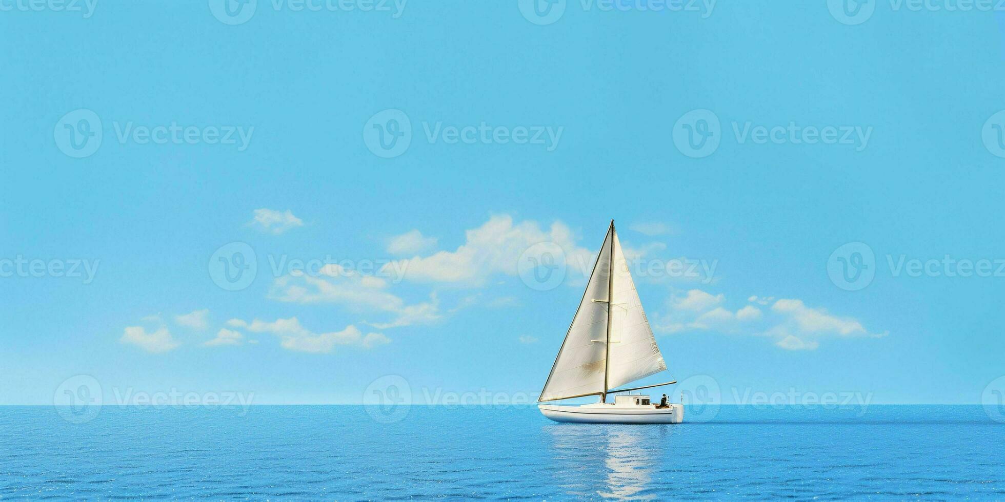 AI generated Sailboat on Blue Sea and Blue Sky View. Generative AI photo