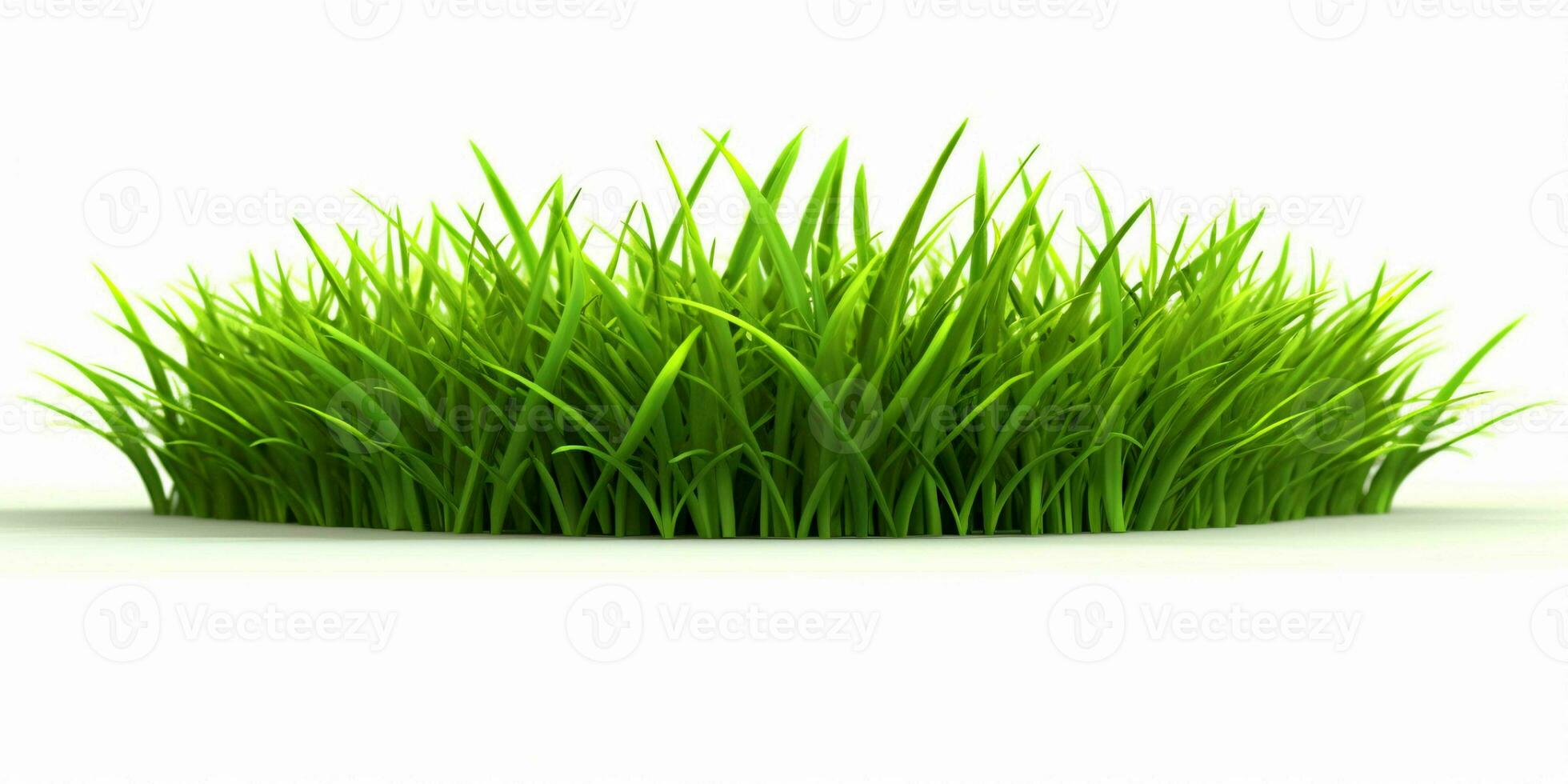 AI generated Fresh Green Grass Isolated on White Background. Generative AI photo