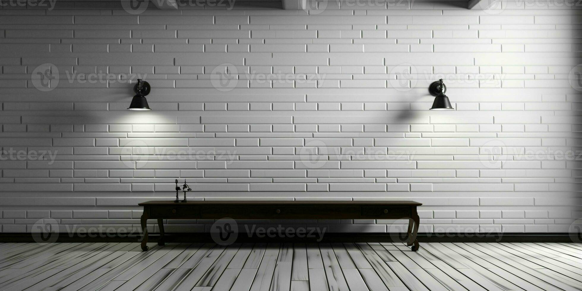 AI generated White Brick Wall Texture Background. Room Interior with White Brick Wall. Generative AI photo