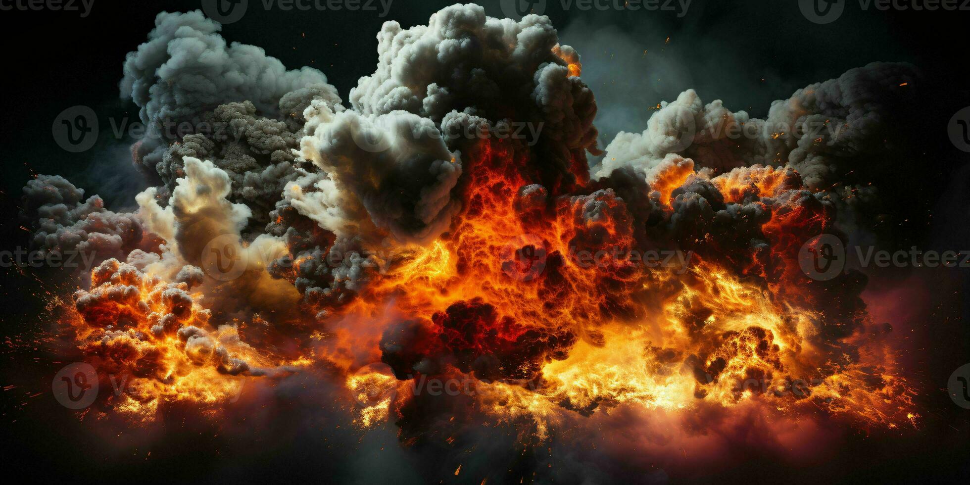 AI generated Explosion Effect. Fire Blast Landscape. Generative AI photo