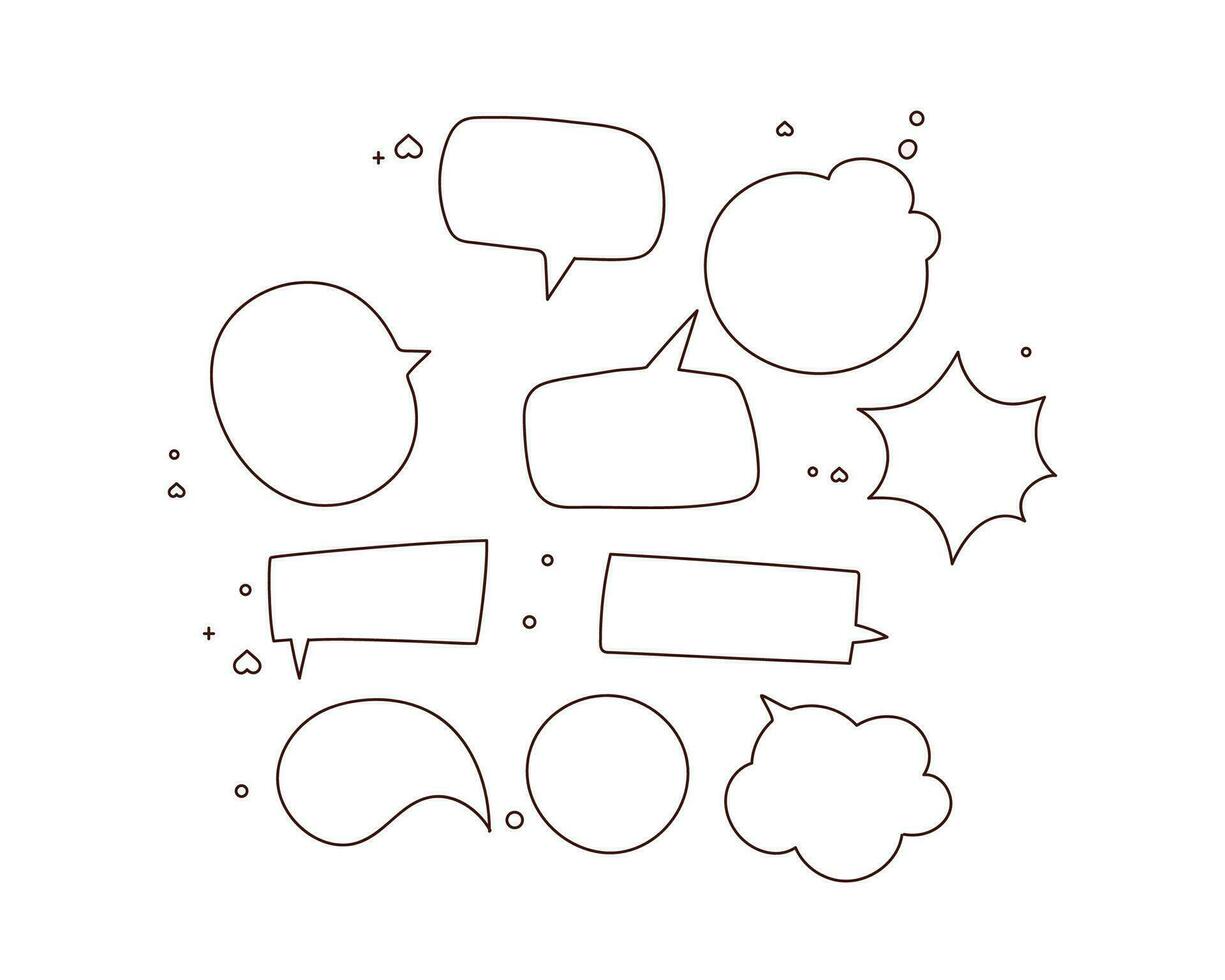 Doodle blank speech bubbles Hand drawn cartoon art illustration vector