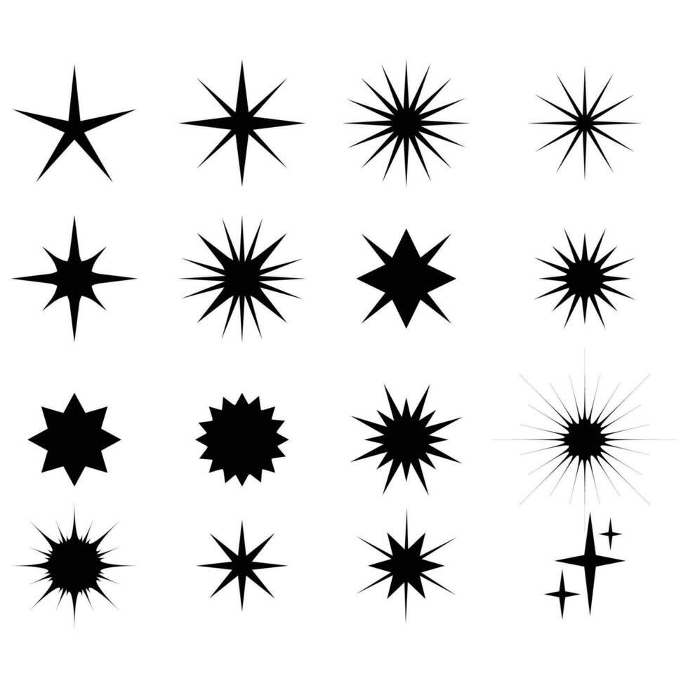 Flat Sparkling star collection vector
