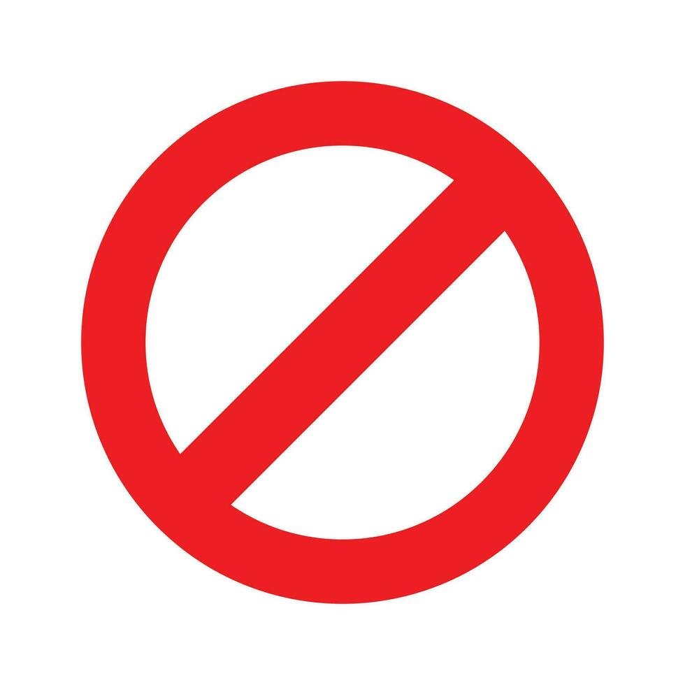 Red Prohibited sign No icon warning or stop symbol safety danger isolated illustration vector