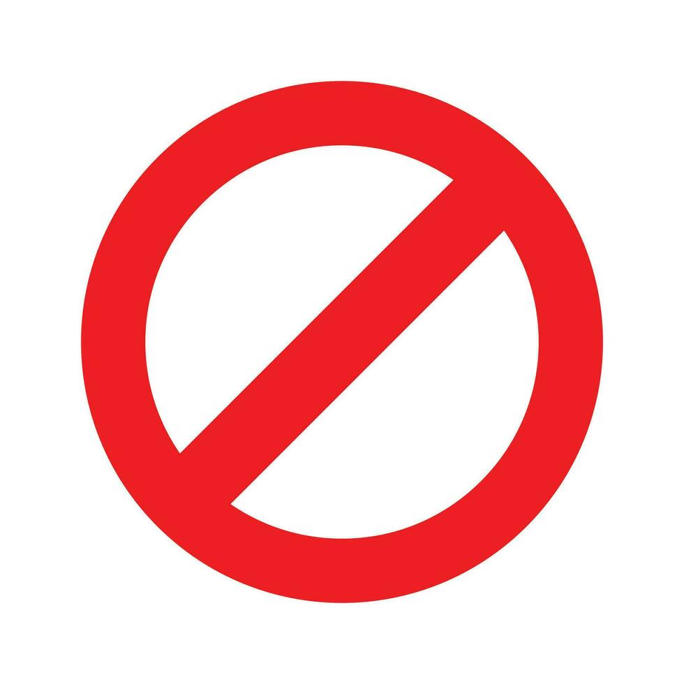 Red Prohibited sign No icon warning or stop symbol safety danger isolated illustration vector