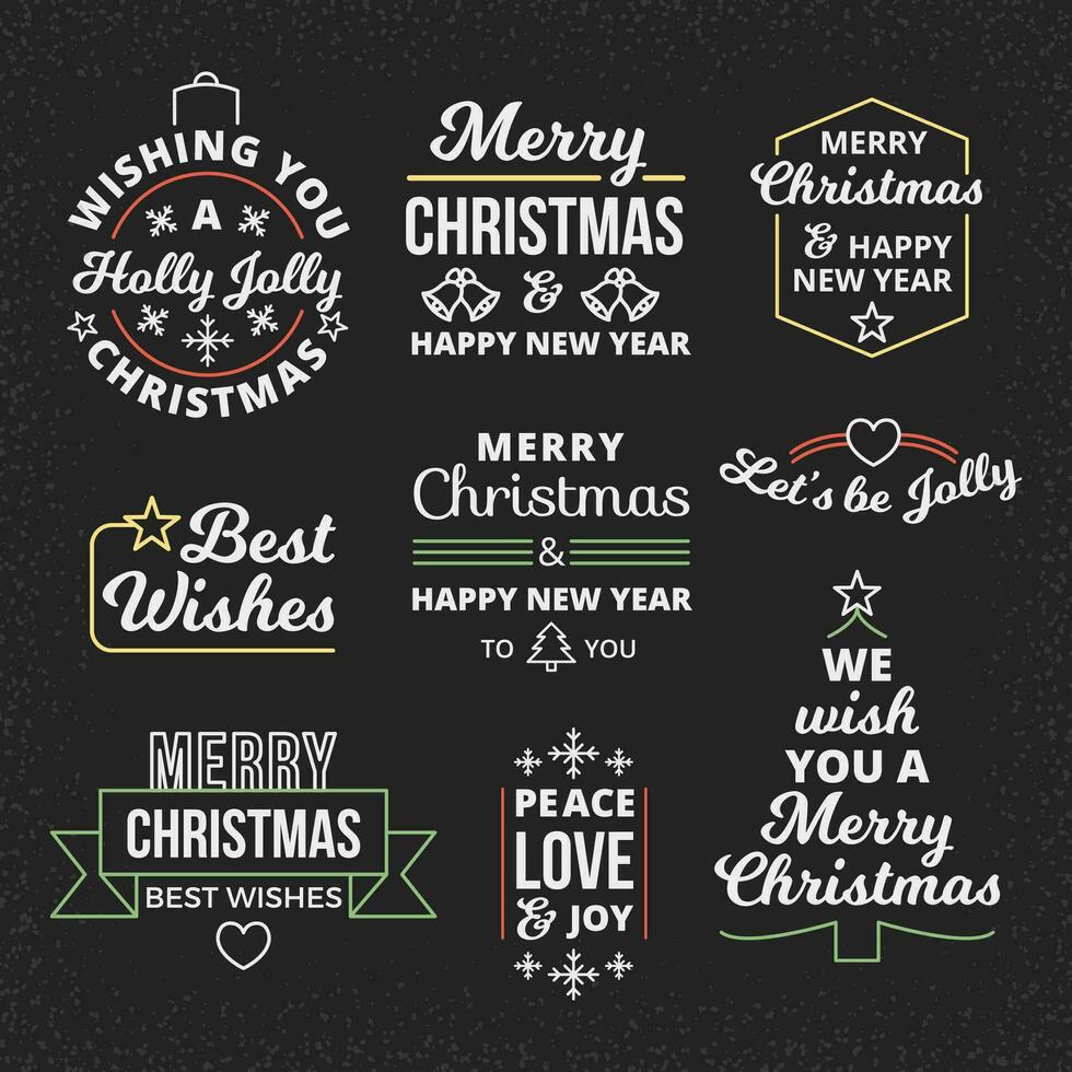 Christmas decoration set of calligraphic and typographic design elements, labels, symbols, icons, vector