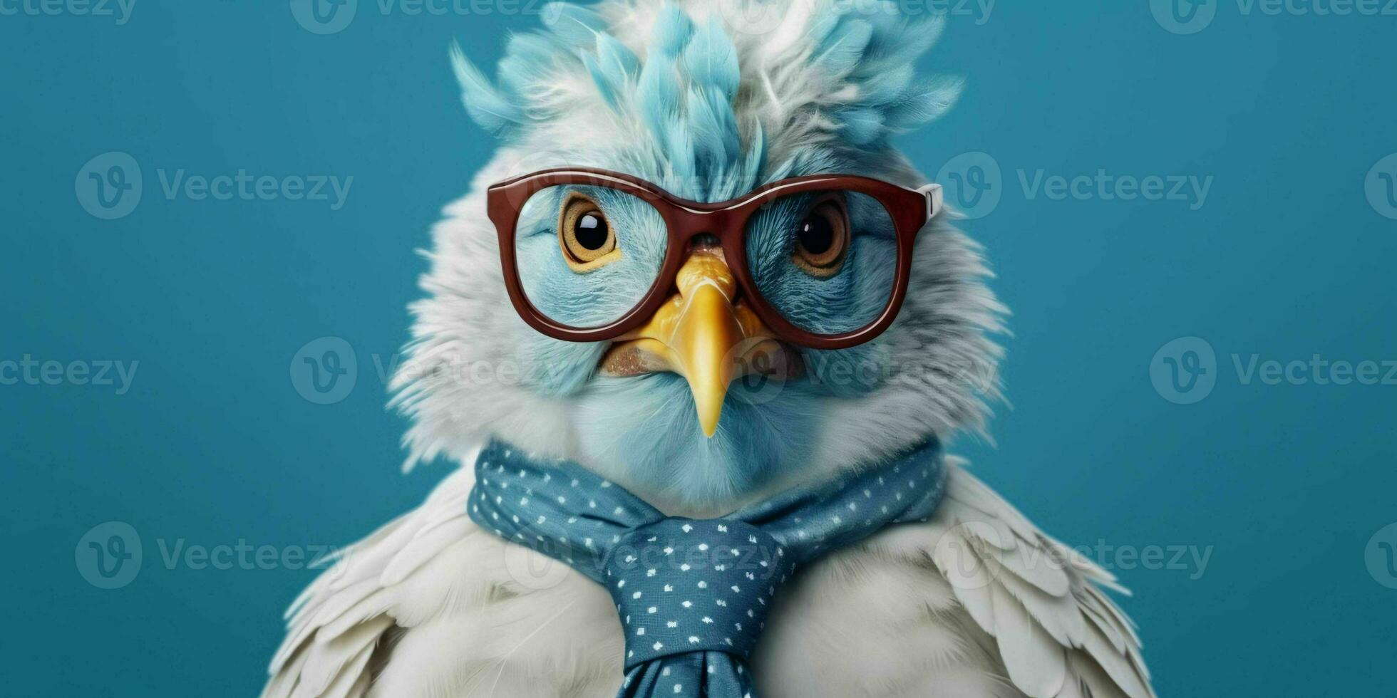 AI generated Cute and Funny Chicken Wearing Glasses and Casual Outfit. Generative AI photo