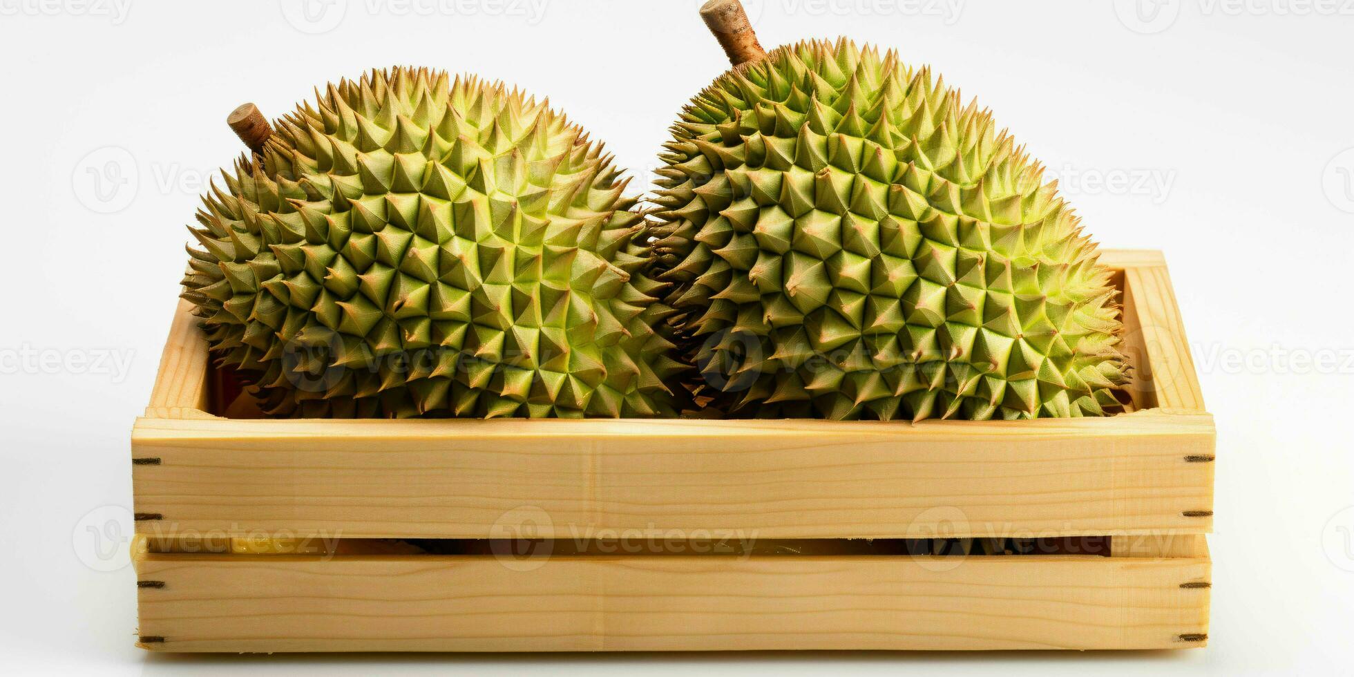 AI generated Closeup of Fresh Durian Fruit. Durian in a Basket. Generative AI photo