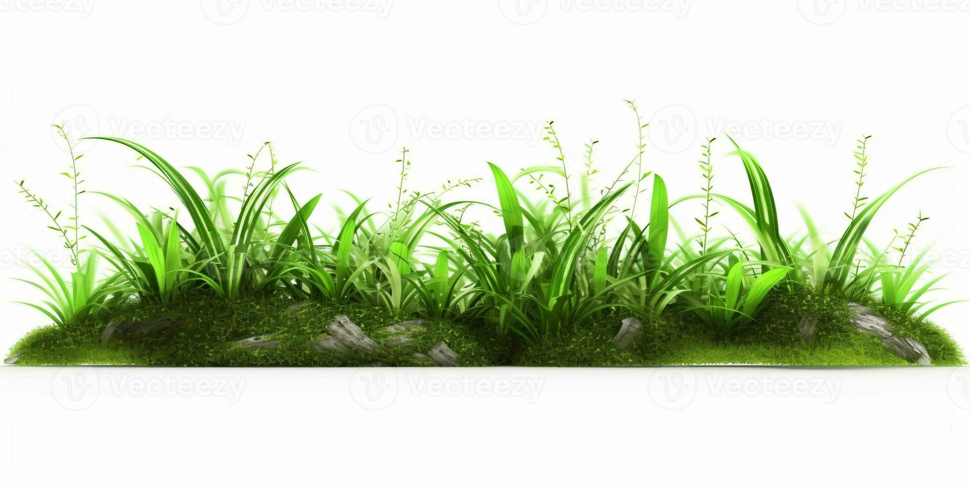 AI generated Fresh Green Grass Isolated on White Background. Generative AI photo