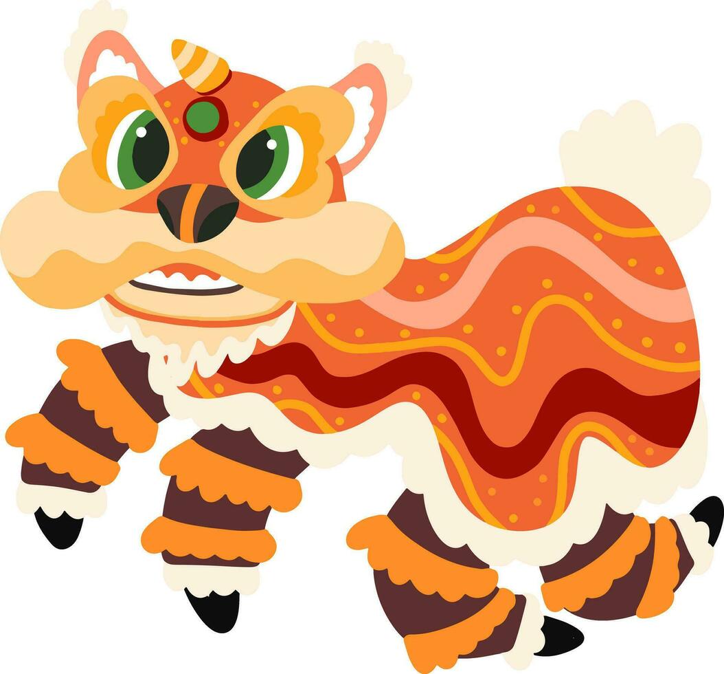 el dibujos animados personaje es un chino león bailar. vector